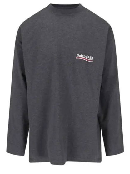 Luxury Balenciaga Trending 2025 Embroidered Logo Cotton Long Sleeve T-Shirt Grey
