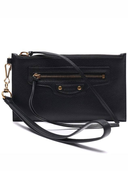 Luxury Balenciaga Trending 2025 Neo Classic Grained Calfskin Clutch Bag Black