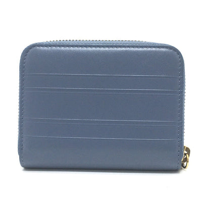 Dior Coin case leather Denim blue Striped wallet mens(Unisex)