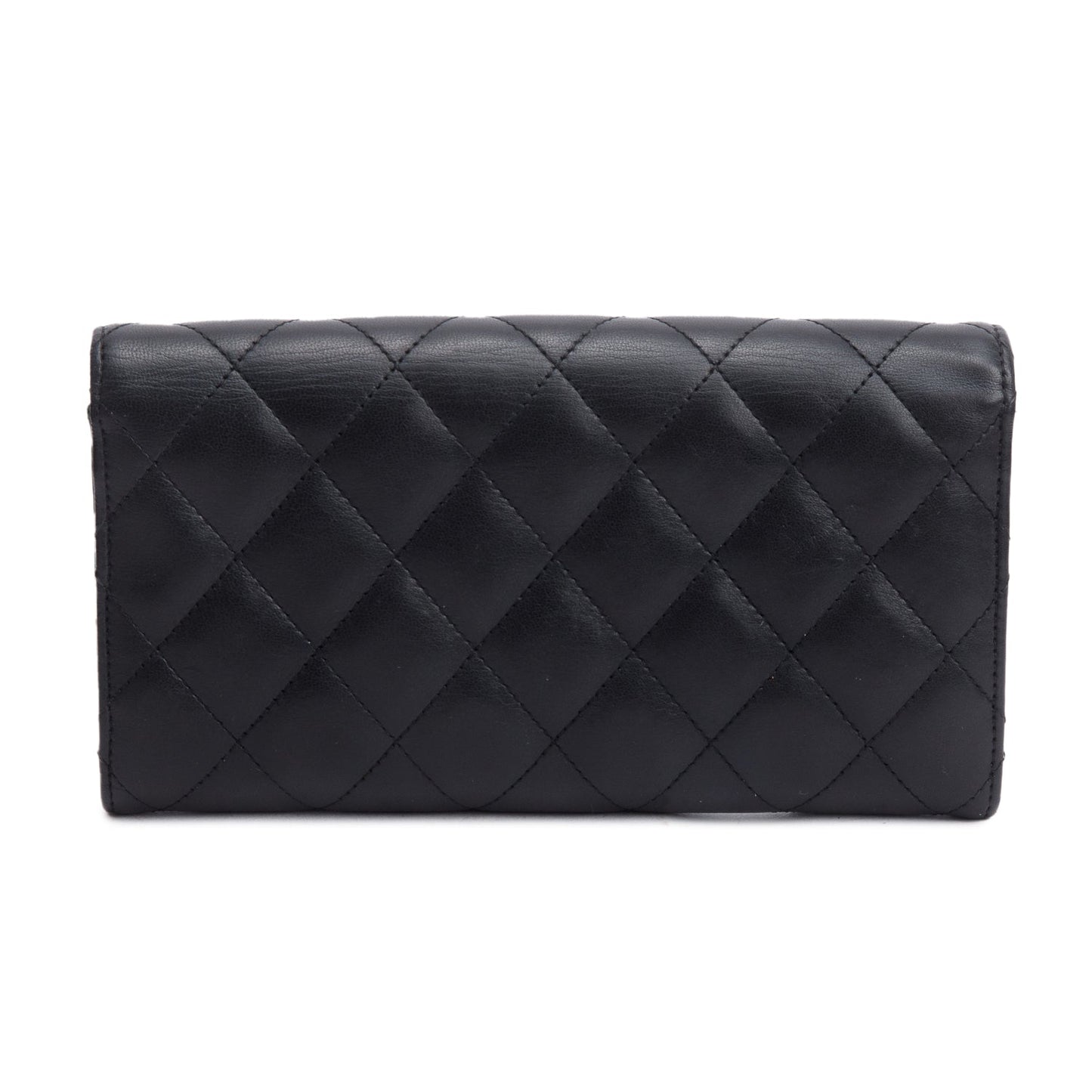 Chanel Black Lambskin Leather Classic Long Flap Wallet