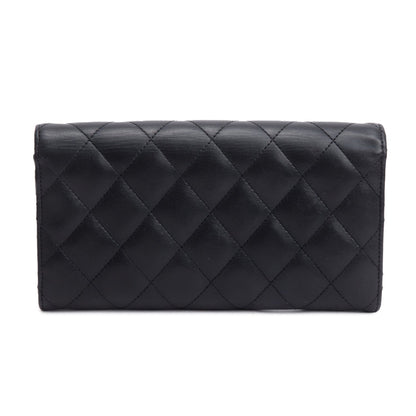 Chanel Black Lambskin Leather Classic Long Flap Wallet
