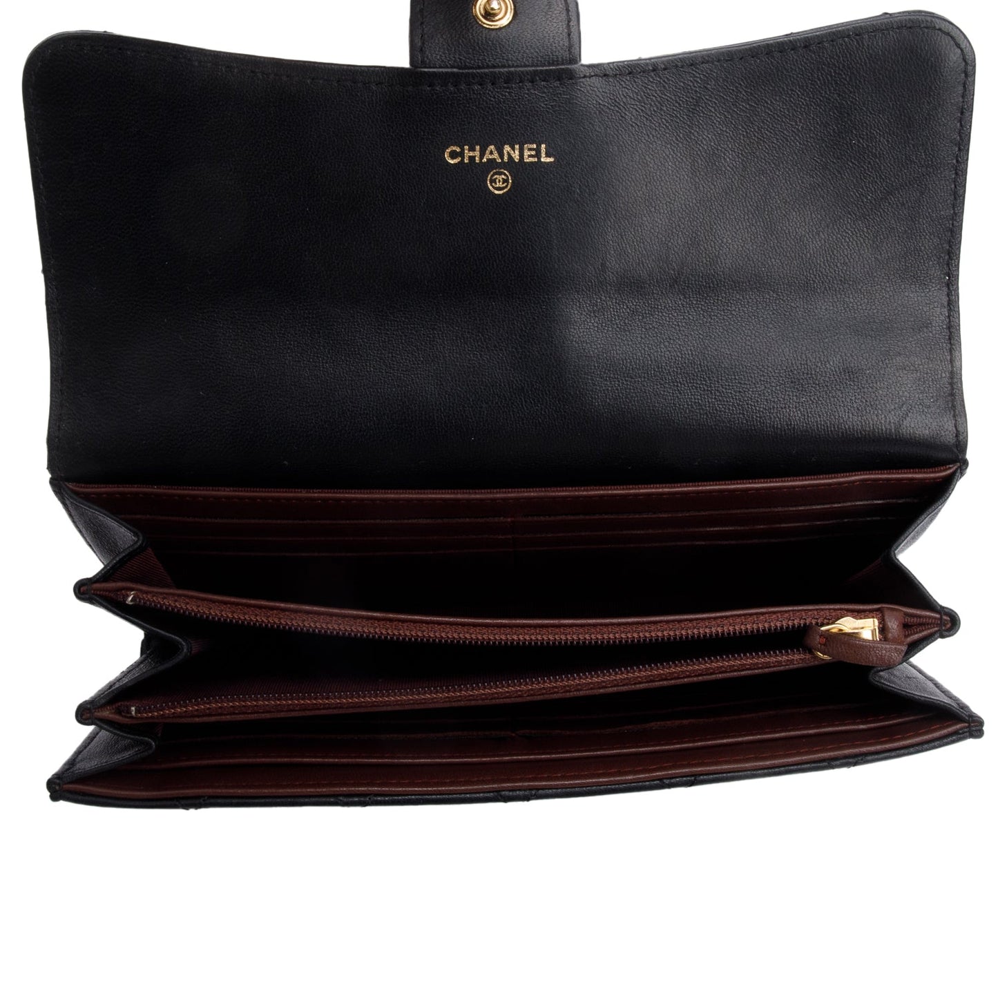Chanel Black Lambskin Leather Classic Long Flap Wallet
