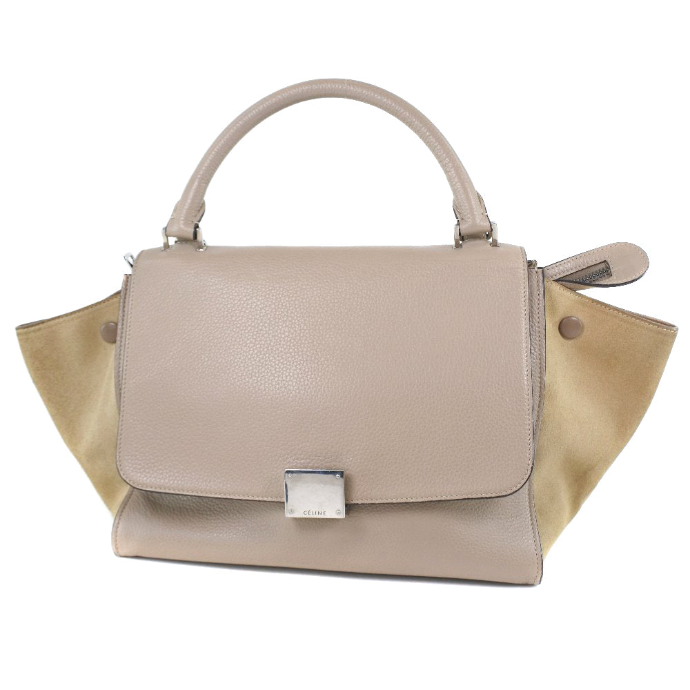 CELINE Handbag 174683MDB.03UN Leather, Suede pink beige 2WAYShoulder Trapeze Women