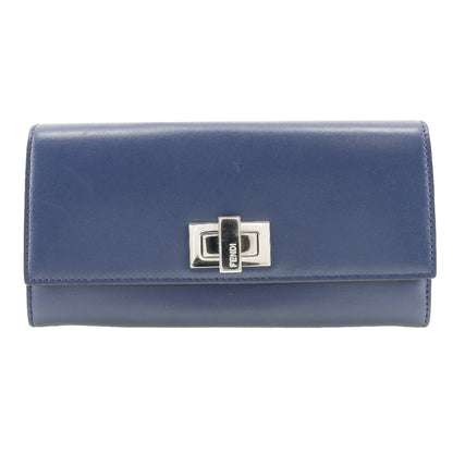 FENDI Long Wallet Purse 8M0377 Calfskin Navy Peekaboo Women