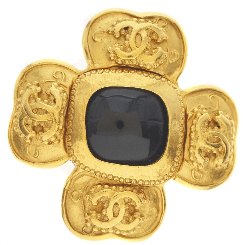 CHANEL Brooch Plated Gold gold vintage COCO Mark Women