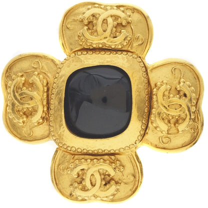 CHANEL Brooch Plated Gold gold vintage COCO Mark Women