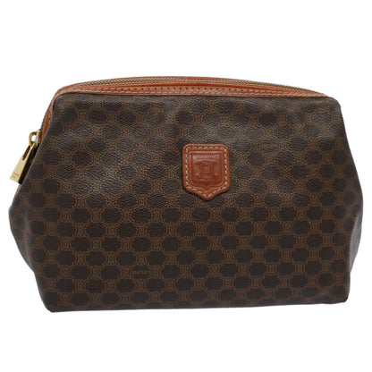 Luxury CELINE Macadam Canvas Pouch PVC Leather Brown  57303