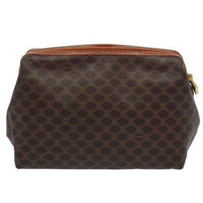 Luxury CELINE Macadam Canvas Pouch PVC Leather Brown  57303