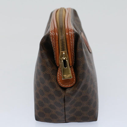Luxury CELINE Macadam Canvas Pouch PVC Leather Brown  57303
