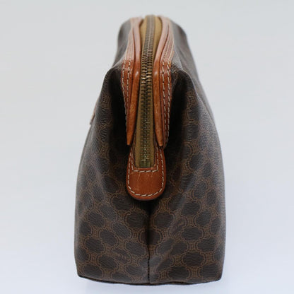 Luxury CELINE Macadam Canvas Pouch PVC Leather Brown  57303