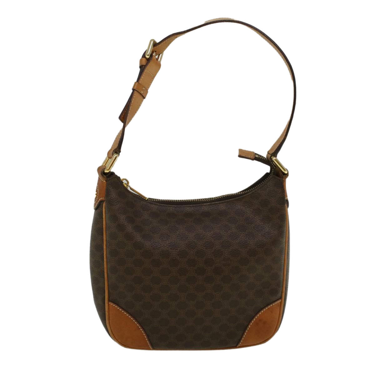 Luxury CELINE Macadam Canvas Shoulder Bag PVC Leather Brown  57306