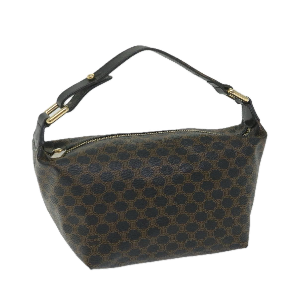Luxury CELINE Macadam Canvas Hand Bag PVC Leather Black Brown  57309