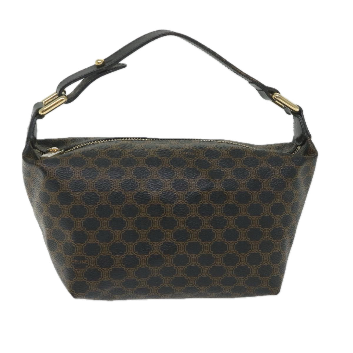 Luxury CELINE Macadam Canvas Hand Bag PVC Leather Black Brown  57309