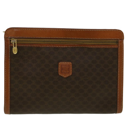 Luxury CELINE Macadam Canvas Clutch Bag PVC Leather Brown  57314