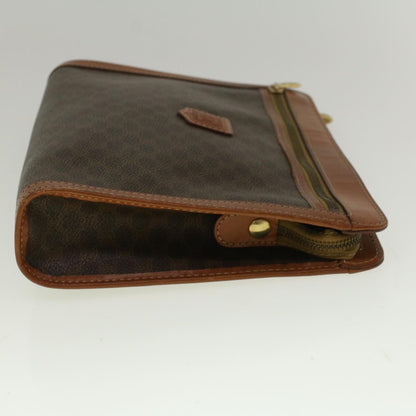 Luxury CELINE Macadam Canvas Clutch Bag PVC Leather Brown  57314