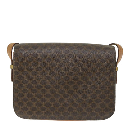 Luxury CELINE Macadam Canvas Horse Carriage Shoulder Bag PVC Leather Brown  57374