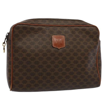 Luxury CELINE Macadam Canvas Clutch Bag PVC Leather Brown  57379