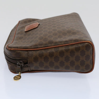 Luxury CELINE Macadam Canvas Clutch Bag PVC Leather Brown  57379