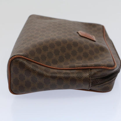 Luxury CELINE Macadam Canvas Clutch Bag PVC Leather Brown  57379