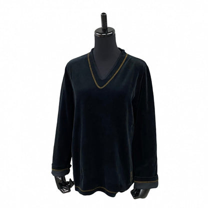 FENDI Cut Velor black FF logo stitch Women 44
