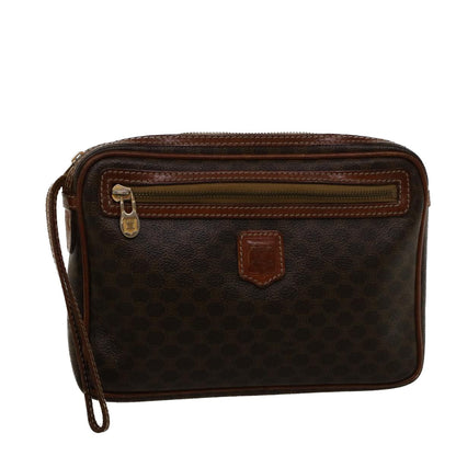 Luxury CELINE Macadam Canvas Clutch Bag PVC Leather Brown  57637