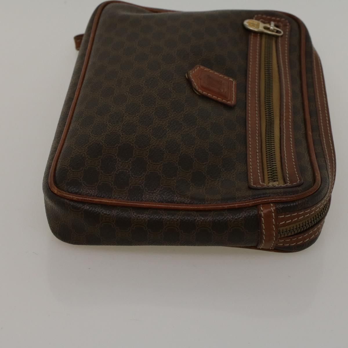 Luxury CELINE Macadam Canvas Clutch Bag PVC Leather Brown  57637