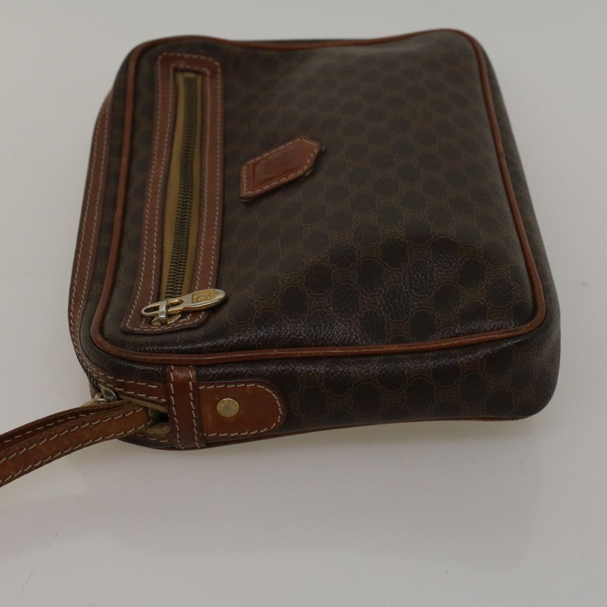 Luxury CELINE Macadam Canvas Clutch Bag PVC Leather Brown  57637