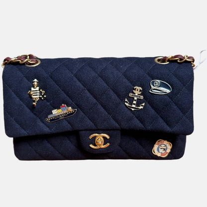 Chanel Medium Classic Double Flap Bag MÃ©tiers d'Art Paris-Hamburg 2018 Wool Nautical Charms