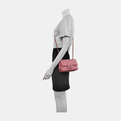 Chanel Classic Flap Rectangular Mini Pink Lambskin Leather Gold Hardware