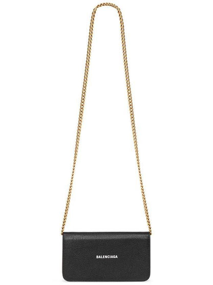 Luxury Balenciaga Trending 2025 Cash Chain Wallet Mini Calfskin Cross Bag Black