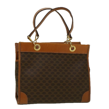 Luxury CELINE Macadam Canvas Hand Bag PVC Leather Brown  57855