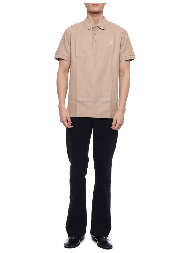 Luxury Burberry Monogram Motif Cotton Pique Polo Shirt Beige