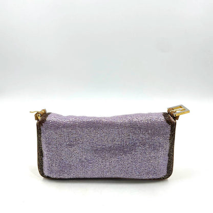 FENDI Baguette Lilac Purple Glitter beads and Gold Leather