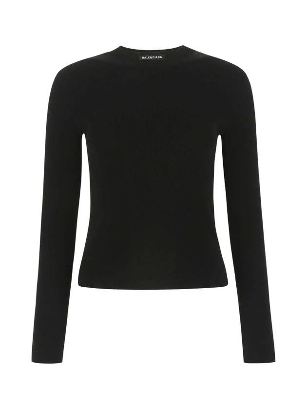 Luxury Balenciaga Trending 2025 WoMen's Neck Logo Crew Neck Knit Top Black