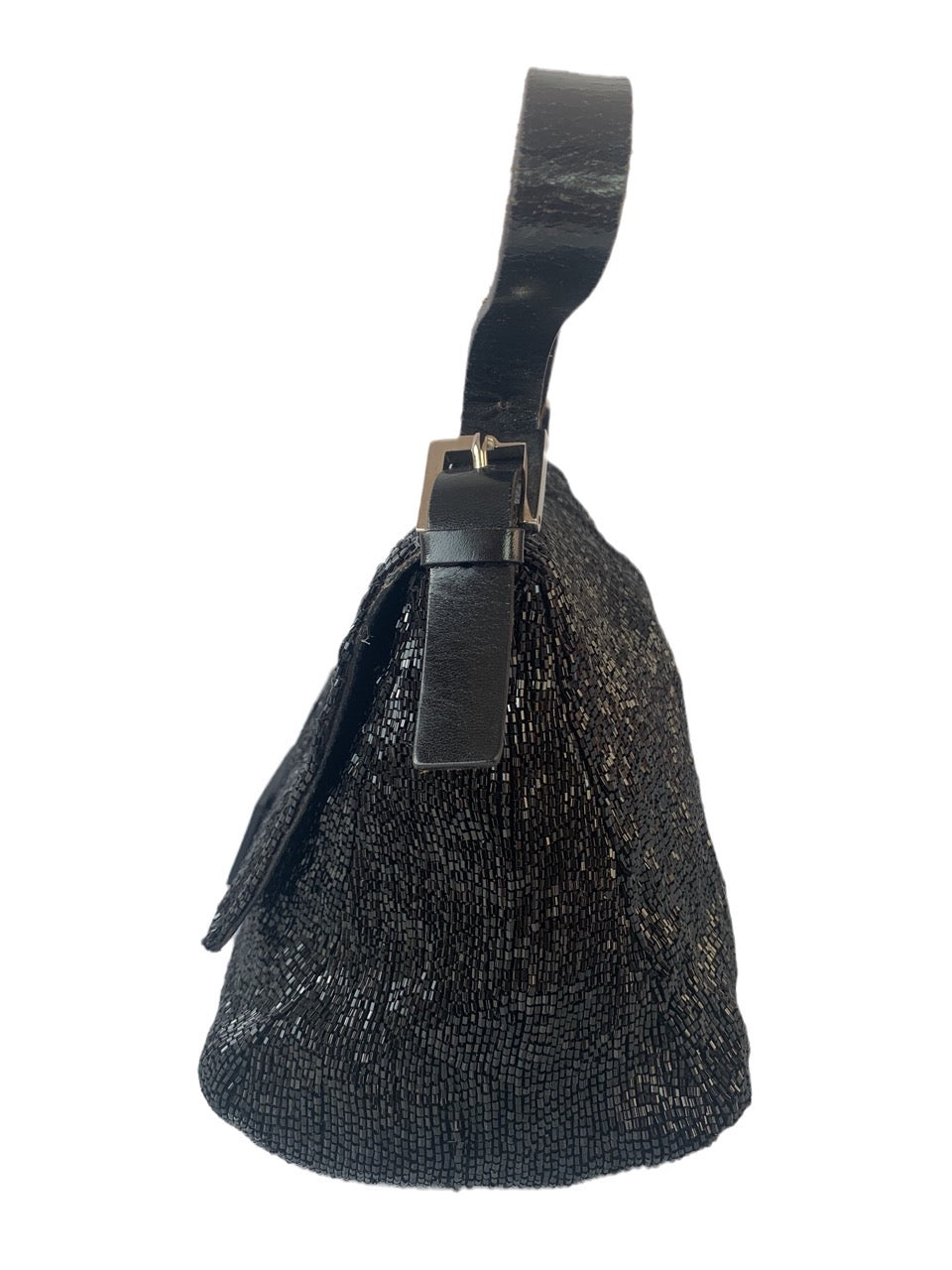 Fendi Mamma Baguette Black Beaded Shoulder Bag