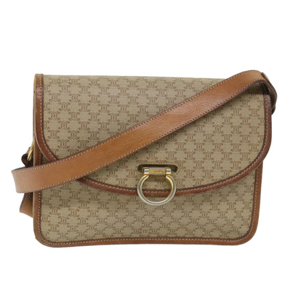 Luxury CELINE Macadam Canvas Shoulder Bag PVC Leather Beige Brown  58083