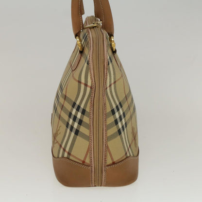 Luxury BurberrySs Nova Check Hand Bag PVC Leather 2way Beige Black Auth 58089