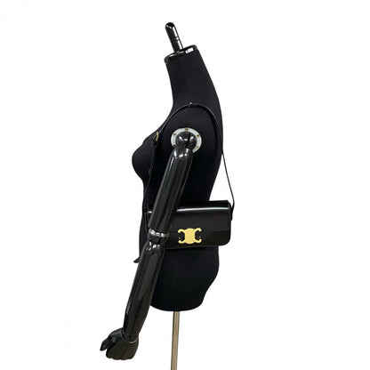 CELINE Shoulder Bag leather black Triomphe Claude