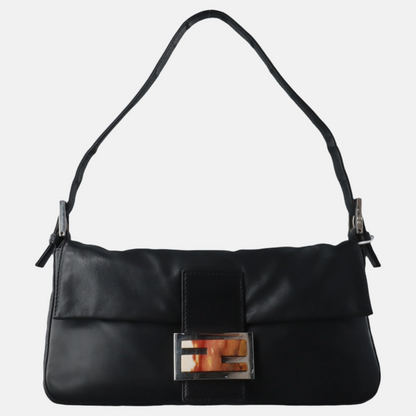 Fendi Baguette Black Lambskin Leather Shoulder Bag