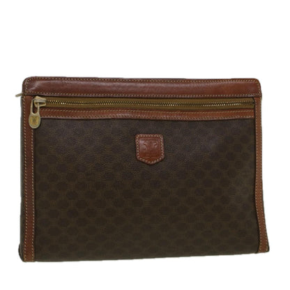 Luxury CELINE Macadam Canvas Clutch Bag PVC Leather Brown  58407