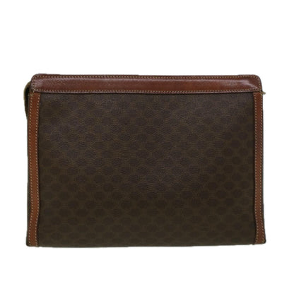 Luxury CELINE Macadam Canvas Clutch Bag PVC Leather Brown  58407
