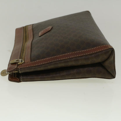 Luxury CELINE Macadam Canvas Clutch Bag PVC Leather Brown  58407