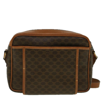 Luxury CELINE Macadam Canvas Shoulder Bag PVC Leather Brown  58514