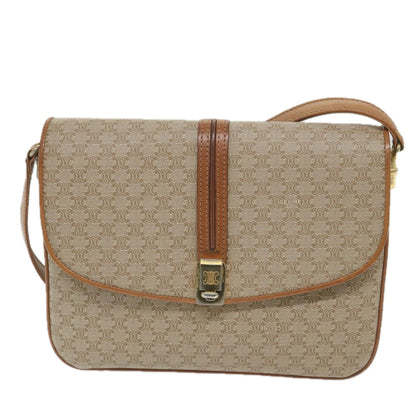 Luxury CELINE Macadam Canvas Shoulder Bag Beige  58580