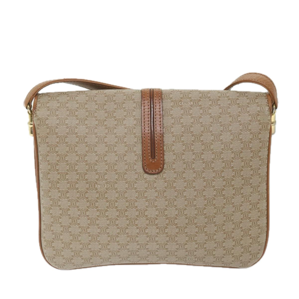 Luxury CELINE Macadam Canvas Shoulder Bag Beige  58580