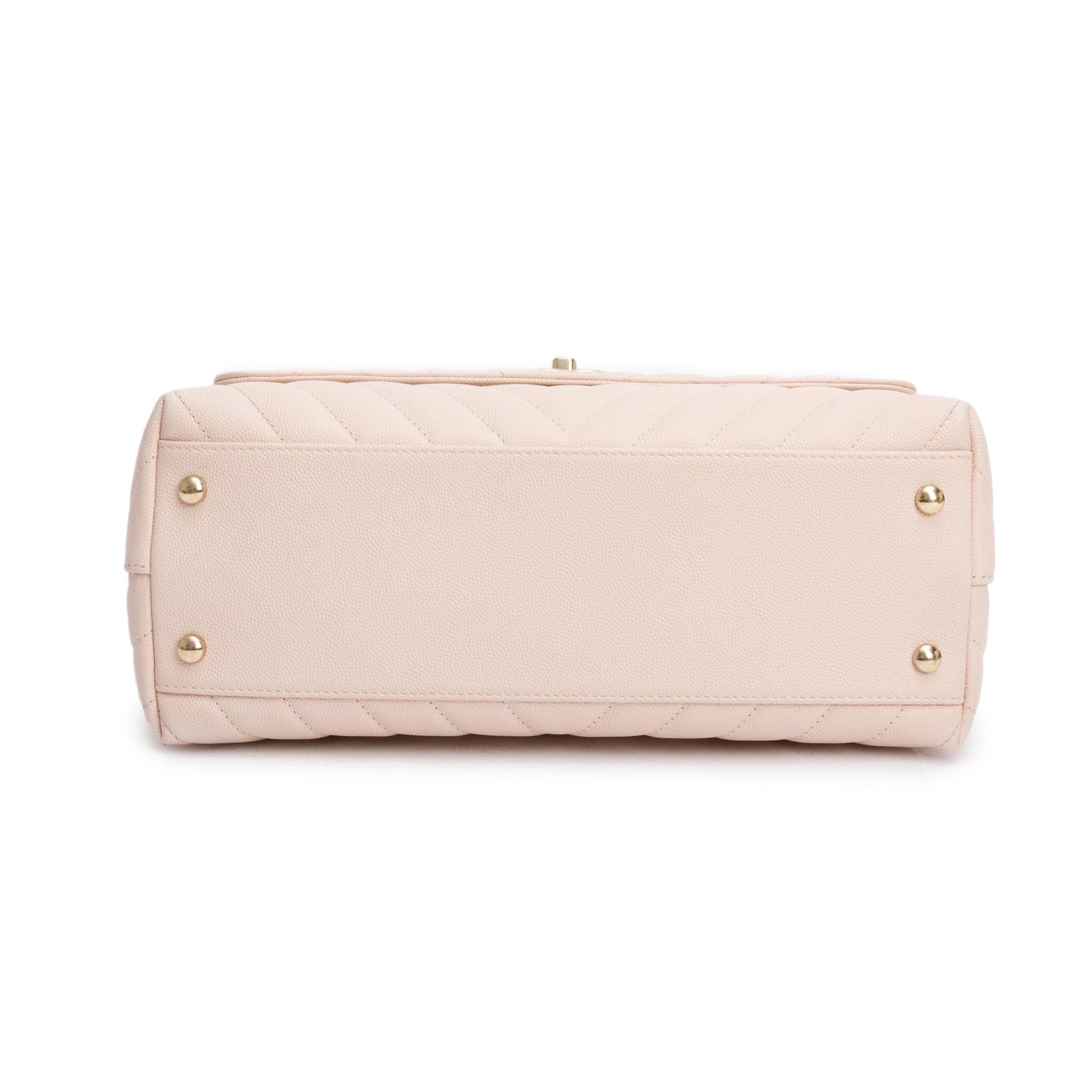 Chanel 2020 Pink Chevron Quilted Caviar Leather Medium Coco Handle Bag