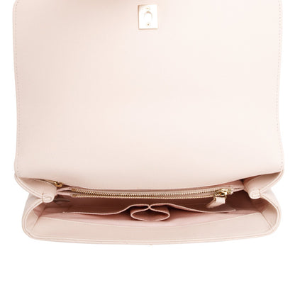 Chanel 2020 Pink Chevron Quilted Caviar Leather Medium Coco Handle Bag
