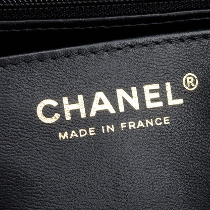 Chanel 2023 Black Quilted Lambskin Leather Mini Top Handle Rectangular Flap Bag