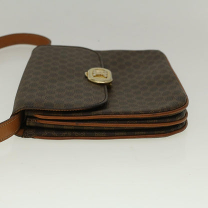 Luxury CELINE Macadam Canvas Shoulder Bag PVC Leather Brown  58671