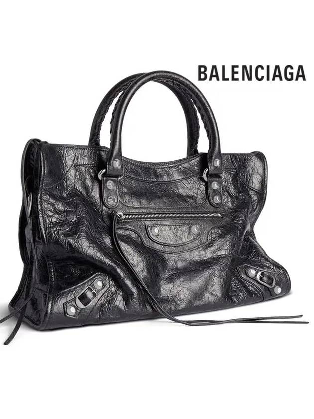 Luxury Balenciaga Trending 2025 Le City Medium Leather Tote Bag Black